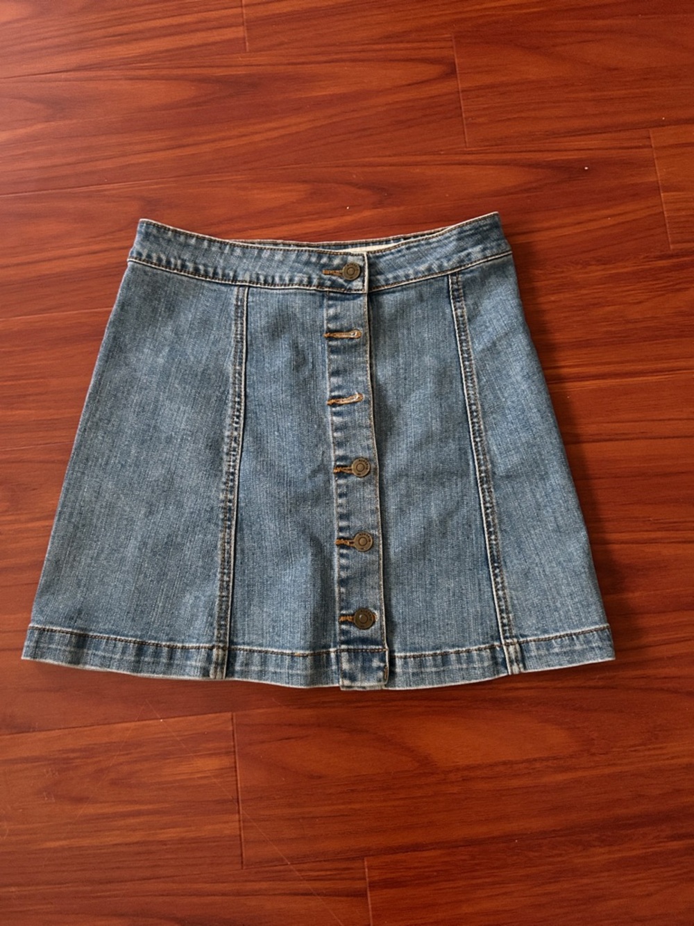 pistola Blue Button-Front Denim Mini Skirt